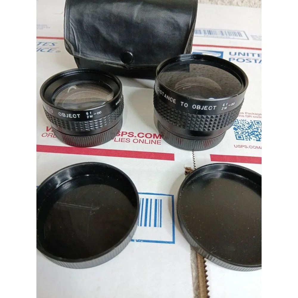 Kalimar Aux Wide Angle 2M & Telephoto Lens 2M Set Made In Japan Vintage